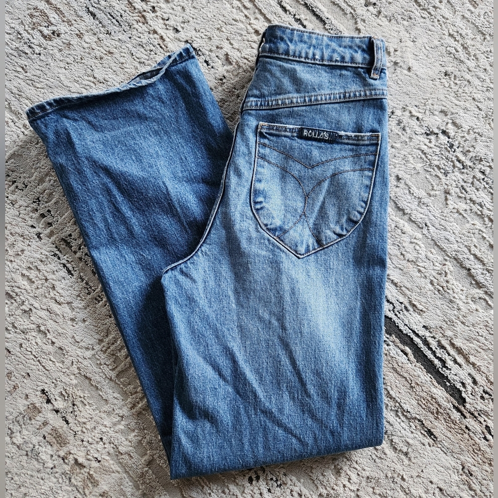 ROLLA'S Women's Straight Leg Jeans - Medium Blue Denim